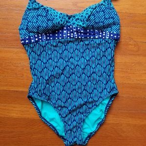 Title Nice Swim 1 one piece size Medium blue